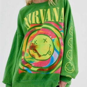 NIRVANA urban outfitters Vibrant Green Graphic Sweater s/m